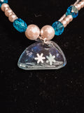 Blue and White Snowflake Necklace