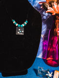 Blue and White Snowflake Square handcrafted necklace